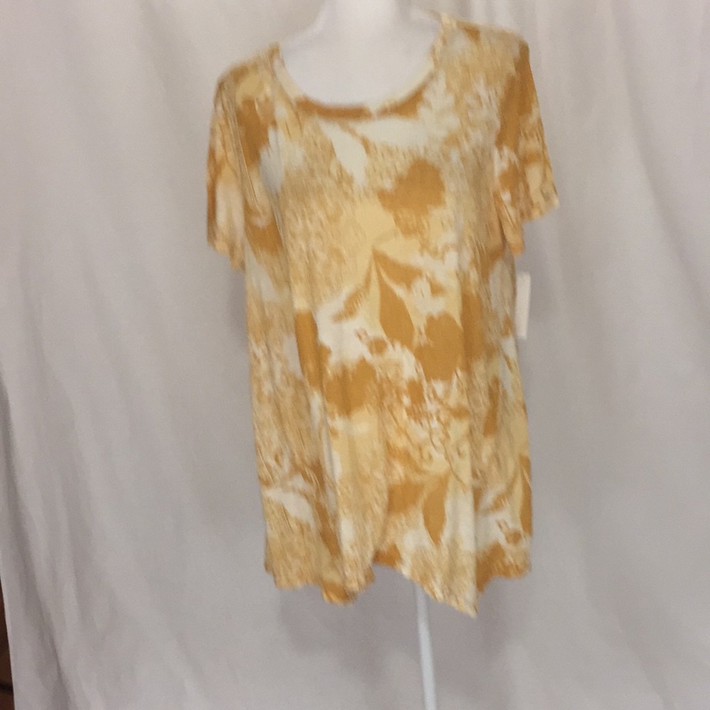 Wonderly Gold Print  Short Sleeve Tunic Top Size XL NWT